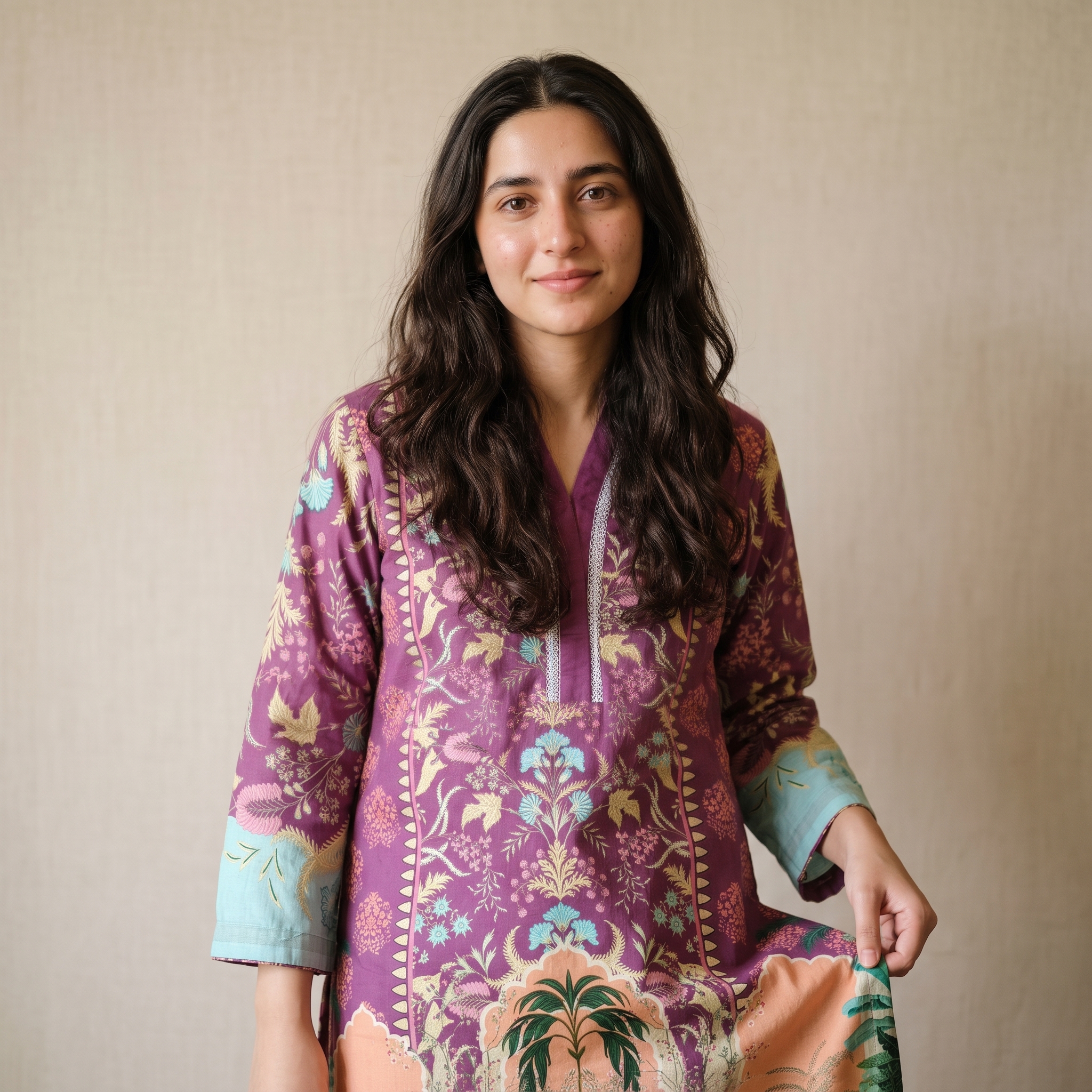 Digital Printed Lawn Kurta flora tunic